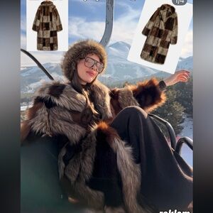 ZARA PATCHWORK FAUX FUR COAT